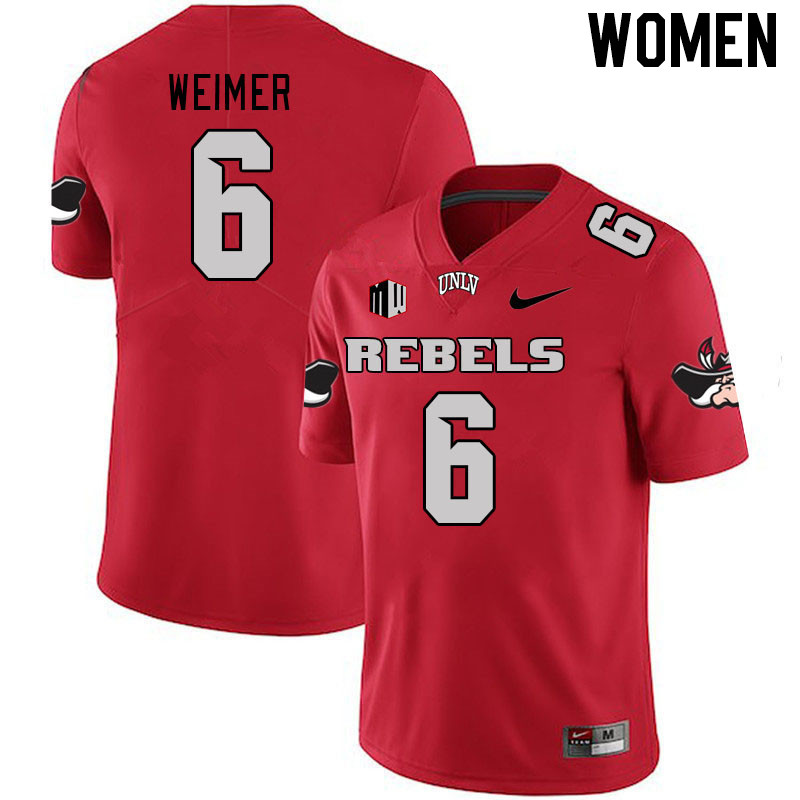 Women #6 Jeff Weimer UNLV Rebels 2023 College Football Jerseys Stitched-Scarlet - Click Image to Close